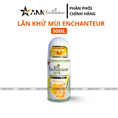 Lăn khử mùi Enchanteur Charming 72h màu vàng, chai lăn 50ml