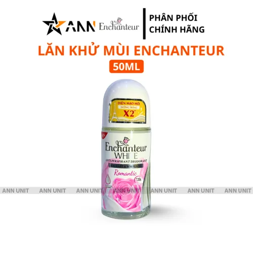 Lăn khử mùi Enchanteur Romantic White Pink 72h, 50ml màu hồng