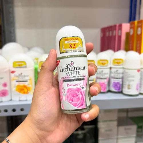 Lăn khử mùi Enchanteur Romantic White Pink 72h, 50ml màu hồng