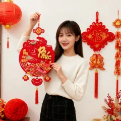Liễn Nhung Đỏ Treo Trang Trí Tết - Tranh Trang Trí Nhà