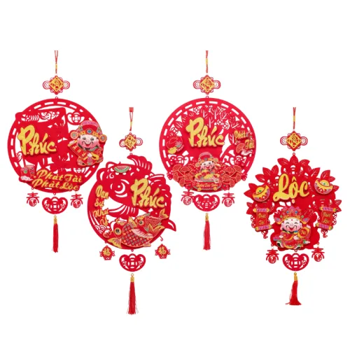 Liễn Nhung Đỏ Treo Trang Trí Tết - Tranh Trang Trí Nhà