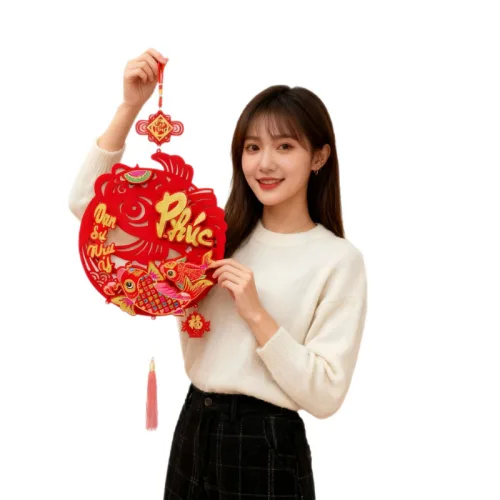 Liễn Nhung Đỏ Treo Trang Trí Tết - Tranh Trang Trí Nhà