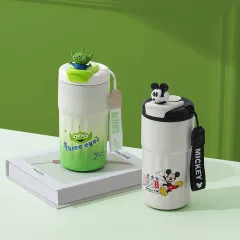 Ly Giữ Nhiệt Inox Hoạt Hình - Cốc Giữ Nhiệt Có Quai Cho Bé 420ml