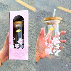 Ly Thủy Tinh Dove Cao Cấp Họa Tiết Hoa Anh Đào