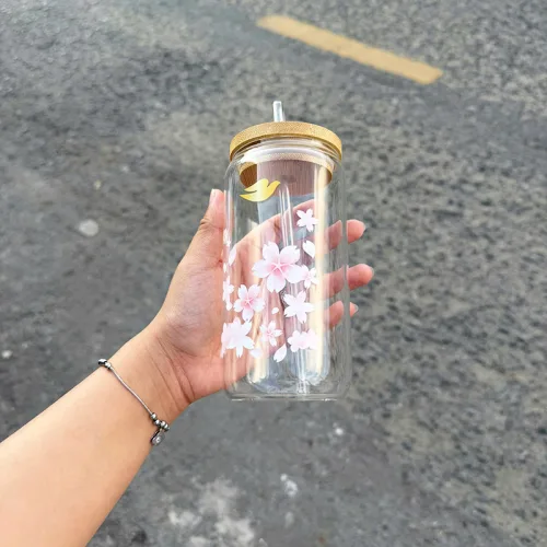 Ly Thủy Tinh Dove Cao Cấp Họa Tiết Hoa Anh Đào