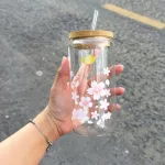Ly Thủy Tinh Dove Cao Cấp Họa Tiết Hoa Anh Đào
