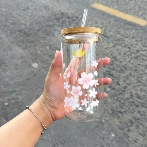 Ly Thủy Tinh Dove Cao Cấp Họa Tiết Hoa Anh Đào