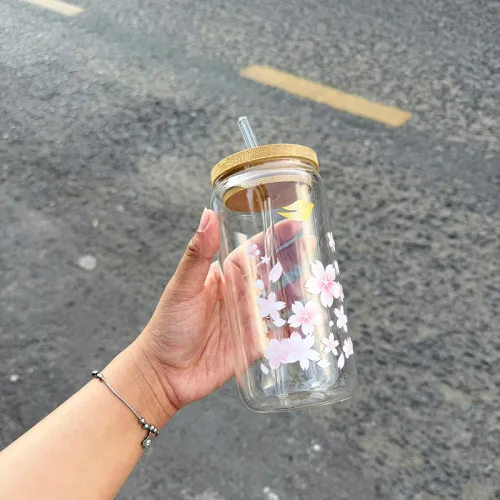 Ly Thủy Tinh Dove Cao Cấp Họa Tiết Hoa Anh Đào