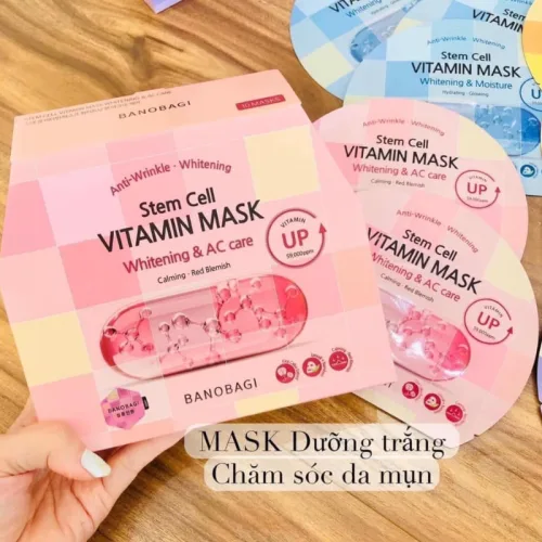 Mặt nạ Banobagi Stem Cell Vitamin Mask màu hồng, hộp 10 miếng