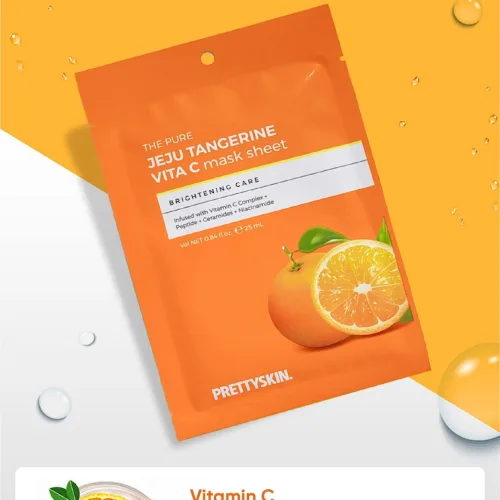 Lát quýt trên gói cam, sheet mask vitamin C Hàn Quốc cuối ngày