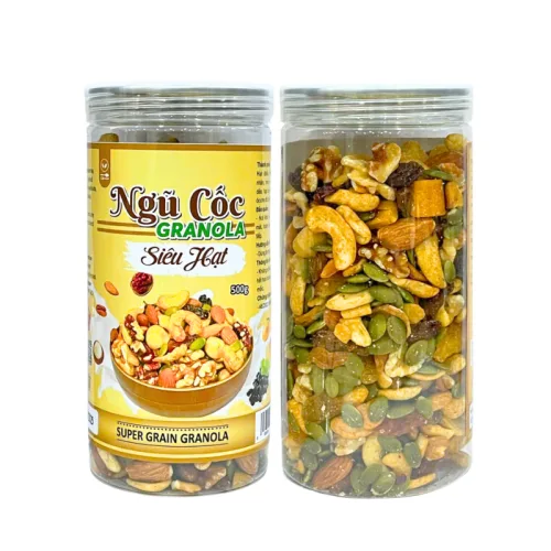 Bảng giá sỉ ngũ Cốc Granola Siêu Hạt Hộp 500g Thơm Ngon hộp