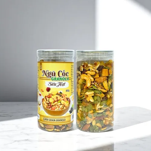Bảng giá sỉ ngũ Cốc Granola Siêu Hạt Hộp 500g Thơm Ngon hộp