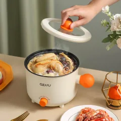 Nồi Lẩu Điện Mini 2 Tầng Đa Năng Kèm Giá Hấp Có Tay Cầm 1.8L 17.5x17.5x27cm