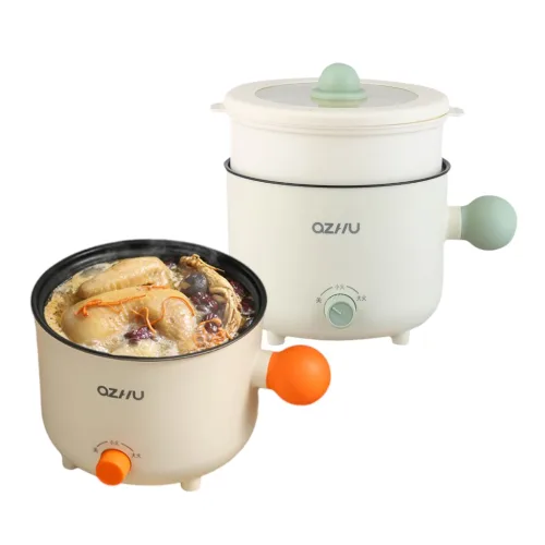 Hình ảnh Nồi Lẩu Điện Mini 2 Tầng Đa Năng Kèm Giá Hấp Có Tay Cầm 1.8L 17.5x17.5x27cm trong bộ sưu tập Văn phòng phẩm