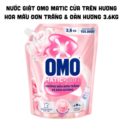 Nước Giặt OMO Matic Cửa Trên Hương Hoa Mẫu Đơn Trắng & Đàn Hương 3.6kg