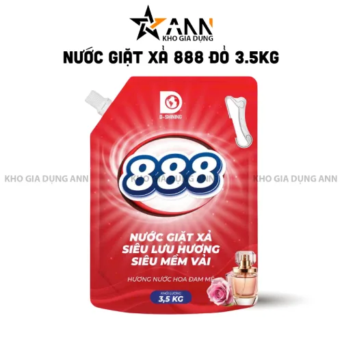 Nước Giặt Xả Cao Cấp 888 D-Shining Hương Nước Hoa 3,2kg - Túi Màu Đỏ