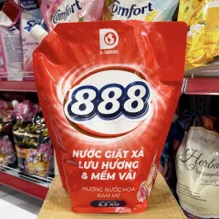 Nước Giặt Xả Cao Cấp 888 D-Shining Hương Nước Hoa 3,2kg - Túi Màu Đỏ
