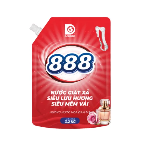 Nước Giặt Xả Cao Cấp 888 D-Shining Hương Nước Hoa 3,2kg - Túi Màu Đỏ