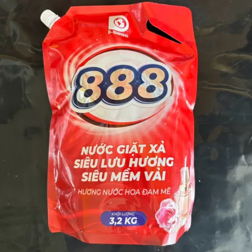 Nước Giặt Xả Cao Cấp 888 D-Shining Hương Nước Hoa 3,2kg - Túi Màu Đỏ