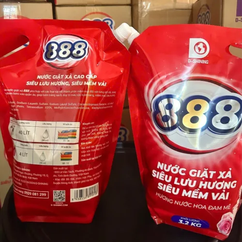 Nước Giặt Xả Cao Cấp 888 D-Shining Hương Nước Hoa 3,2kg - Túi Màu Đỏ