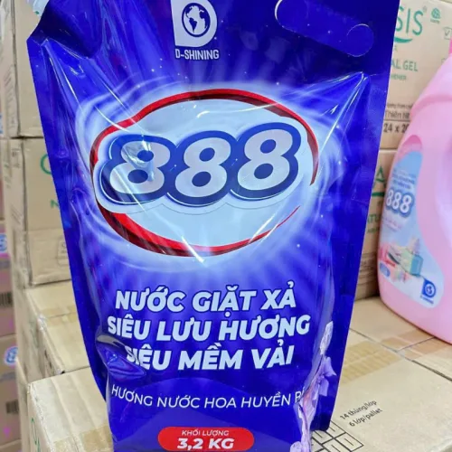 Nước Giặt Xả Cao Cấp 888 D-Shining Hương Nước Hoa 3,2kg - Túi Màu Xanh