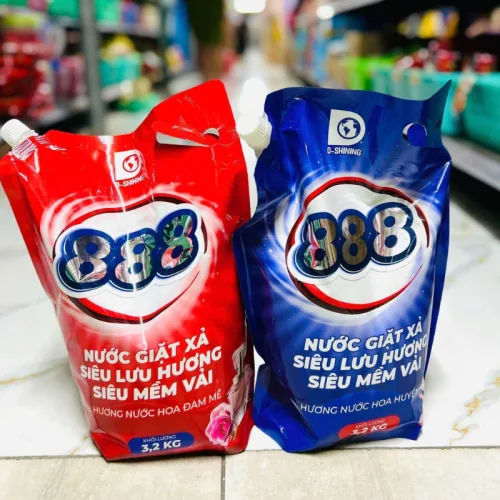 Nước Giặt Xả Cao Cấp 888 D-Shining Hương Nước Hoa 3,2kg - Túi Màu Xanh