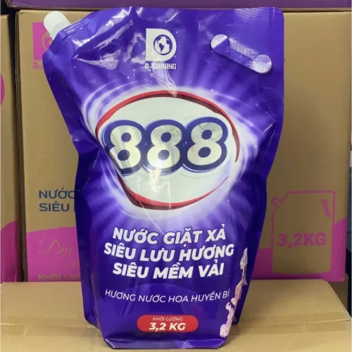 Nước Giặt Xả Cao Cấp 888 D-Shining Hương Nước Hoa 3,2kg - Túi Màu Xanh
