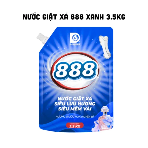 Nước Giặt Xả Cao Cấp 888 D-Shining Hương Nước Hoa 3,2kg - Túi Màu Xanh