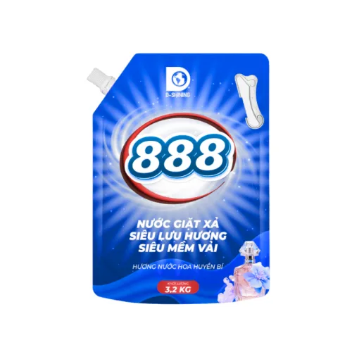 Nước Giặt Xả Cao Cấp 888 D-Shining Hương Nước Hoa 3,2kg - Túi Màu Xanh