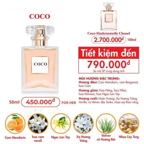 Nước Hoa Nữ Charme Coco 50ml - Mùi Hương Quyến Rũ Nhẹ Nhàng