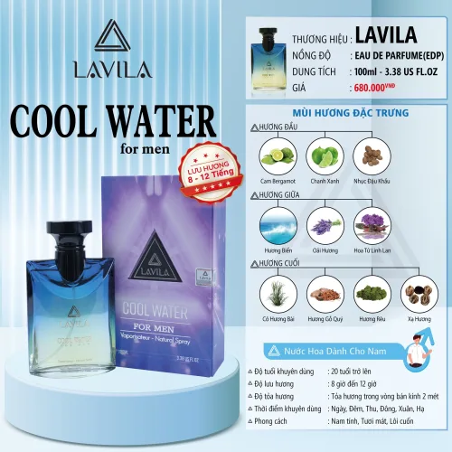 Sỉ nước Hoa Nam Lavila Cool Water 100ml