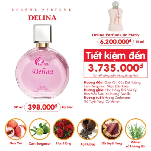 Phân phối nước Hoa Nữ Charme Delina 50ml - Hương Thơm Nữ Tính Tươi Mát