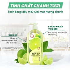 Nước Rửa Chén Top Gia Hương Chanh Tươi 1kg/Chai