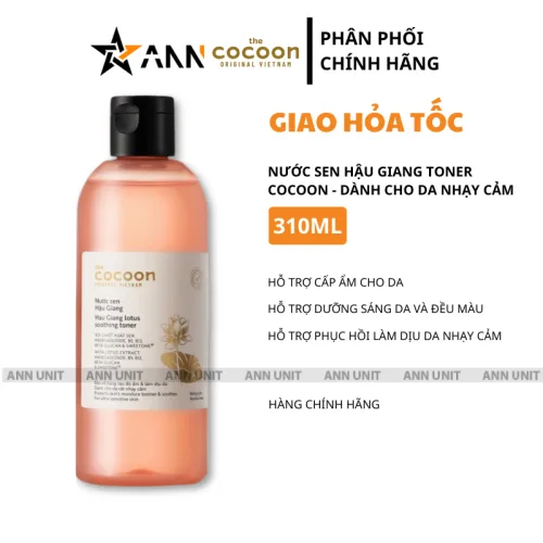 Nước Sen Hậu Giang Toner Cocoon 310ml Dành Cho Da Nhạy Cảm Hỗ Trợ Cấp Ẩm Phục Hồi Da