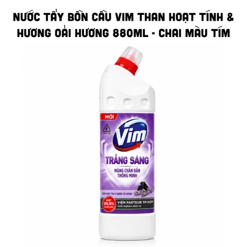 Nước Tẩy Bồn Cầu Vim Than Hoạt Tính & Hương Oải Hương 880ml - Chai Màu Tím
