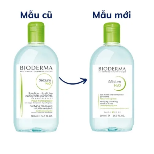 Sỉ nước Tẩy Trang Bioderma Màu Xanh Sébium H2O 500ml Dành Cho Da Dầu &amp; Hỗn Hợp