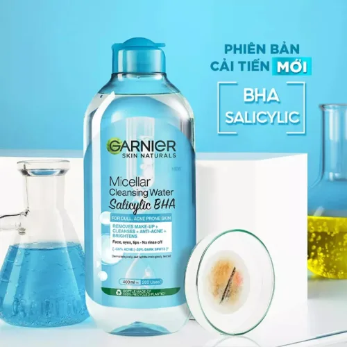 Nước Tẩy Trang Garnier Nắp Xanh Micellar Cleansing Water Salicylic BHA Dành Cho Da Dầu Mụn 50ml
