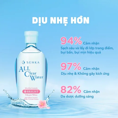 Senka All Clear Micellar Bright nước tẩy trang màu hồng 230ml