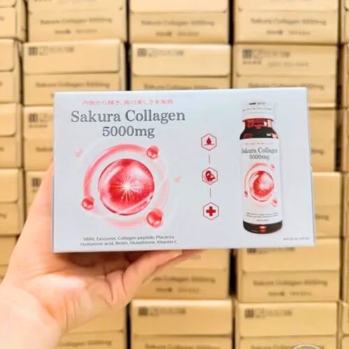 Nước uống collagen Sakura 500ml, hộp 10 lọ