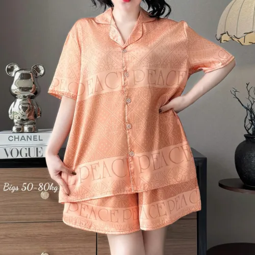 Đồ Bộ Ngủ Tay Ngắn Quần Đùi Nữ Họa Tiết Sang Trọng Mặc Mịn Mát Thoải Mái Big Size 50–80kg