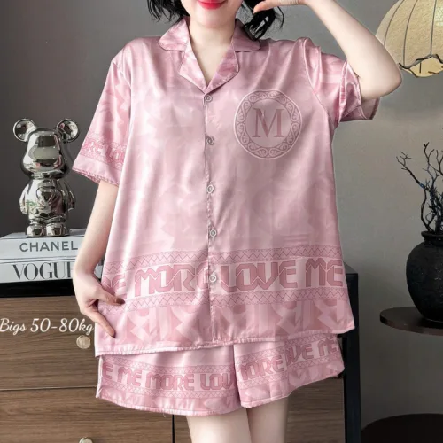Đồ Bộ Ngủ Tay Ngắn Quần Đùi Nữ Họa Tiết Sang Trọng Mặc Mịn Mát Thoải Mái Big Size 50–80kg