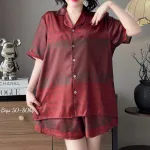 Đồ Bộ Ngủ Tay Ngắn Quần Đùi Nữ Họa Tiết Sang Trọng Mặc Mịn Mát Thoải Mái Big Size 50–80kg