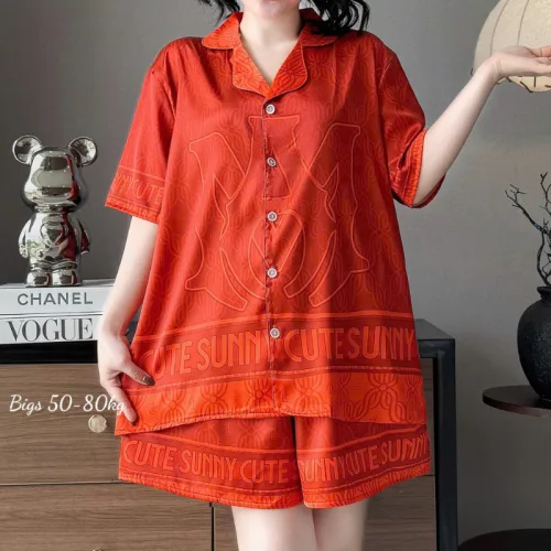 Đồ Bộ Ngủ Tay Ngắn Quần Đùi Nữ Họa Tiết Sang Trọng Mặc Mịn Mát Thoải Mái Big Size 50–80kg