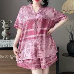 Đồ Bộ Ngủ Tay Ngắn Quần Đùi Nữ Họa Tiết Sang Trọng Mặc Mịn Mát Thoải Mái Big Size 50–80kg