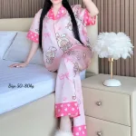 Đồ Bộ Ngủ Nữ - Đồ Bộ Tay Ngắn Quần Dài Họa Tiết Hoạt Hình Dễ Thương Mặc Mát Thoải Mái Big Size 50–80kg