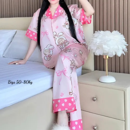 Đồ Bộ Ngủ Nữ - Đồ Bộ Tay Ngắn Quần Dài Họa Tiết Hoạt Hình Dễ Thương Mặc Mát Thoải Mái Big Size 50–80kg