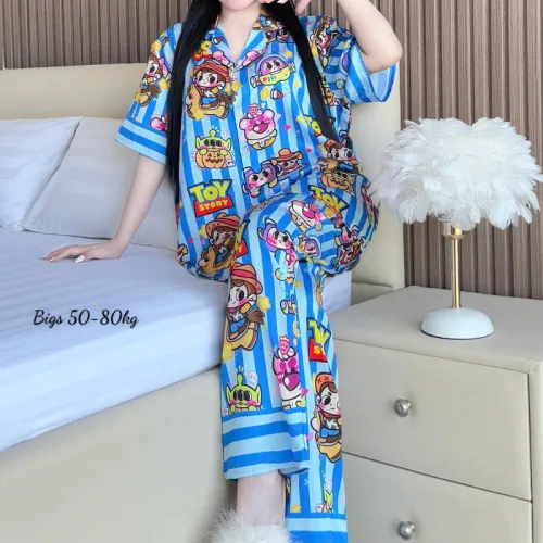 Đồ Bộ Ngủ Nữ - Đồ Bộ Tay Ngắn Quần Dài Họa Tiết Hoạt Hình Dễ Thương Mặc Mát Thoải Mái Big Size 50–80kg