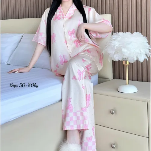 Đồ Bộ Ngủ Nữ - Đồ Bộ Tay Ngắn Quần Dài Họa Tiết Hoạt Hình Dễ Thương Mặc Mát Thoải Mái Big Size 50–80kg