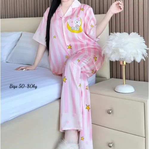 Đồ Bộ Ngủ Nữ - Đồ Bộ Tay Ngắn Quần Dài Họa Tiết Hoạt Hình Dễ Thương Mặc Mát Thoải Mái Big Size 50–80kg