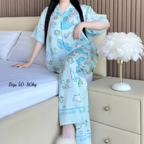 Đồ Bộ Ngủ Nữ - Đồ Bộ Tay Ngắn Quần Dài Họa Tiết Hoạt Hình Dễ Thương Mặc Mát Thoải Mái Big Size 50–80kg